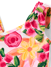 Girls Floral Bow One Shoulder One Piece Swimsuit - Swim Shop