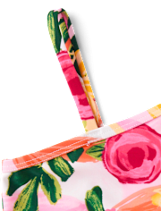 Girls Floral Bow One Shoulder One Piece Swimsuit - Swim Shop