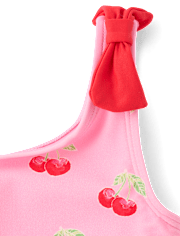Girls Cherry Bow Ruffle One Piece Swimsuit - Swim Shop