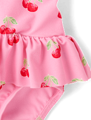 Girls Cherry Bow Ruffle One Piece Swimsuit - Swim Shop
