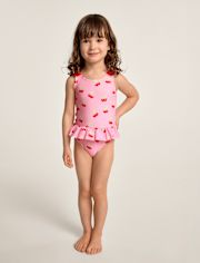 Girls Cherry Bow Ruffle One Piece Swimsuit - Swim Shop