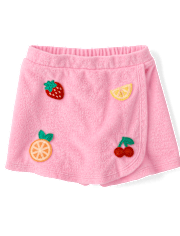 Girls Crochet Fruit Terry Faux Wrap Skort - Swim Shop