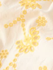 Girls Embroidered Eyelet Ruffle Swing Dress - Amalfi Coast