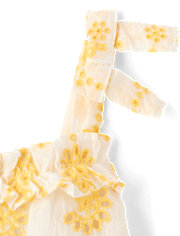 Girls Embroidered Eyelet Ruffle Swing Dress - Amalfi Coast