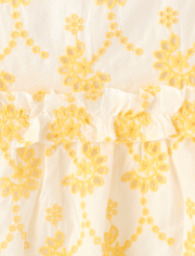 Girls Embroidered Eyelet Ruffle Swing Dress - Amalfi Coast