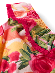 Girls Floral Tassel One Shoulder Dress - Amalfi Coast