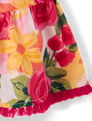 Girls Floral Tassel One Shoulder Dress - Amalfi Coast