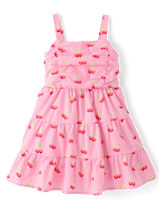 Girls Cherry Tiered Dress - Amalfi Coast
