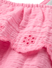 Girls Embroidered Eyelet Gauze Tank Top - Amalfi Coast