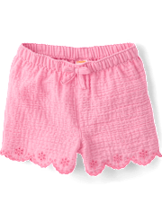 Girls Embroidered Eyelet Gauze Pull On Shorts - Amalfi Coast