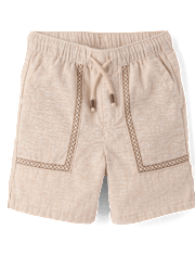 Boys Stitched Linen-Blend Pull On Shorts - Amalfi Coast