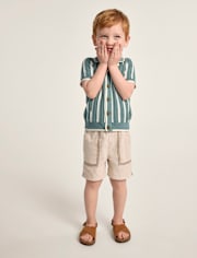 Boys Stitched Linen-Blend Pull On Shorts - Amalfi Coast