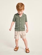Boys Stitched Linen-Blend Pull On Shorts - Amalfi Coast