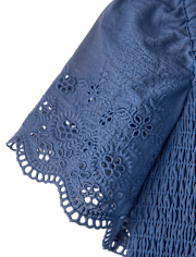 Girls Embroidered Eyelet Smocked Top - Driftwood Bay