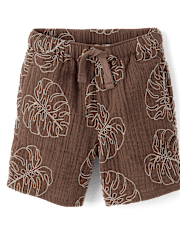 Boys Embroidered Tropical Leaf Gauze Pull On Shorts - Amalfi Coast