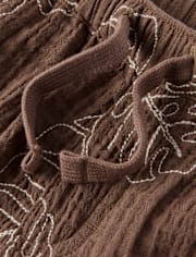 Boys Embroidered Tropical Leaf Gauze Pull On Shorts - Amalfi Coast