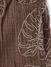 Boys Embroidered Tropical Leaf Gauze Pull On Shorts - Amalfi Coast