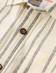 Boys Striped Textured Button Up Shirt - Driftwood Bay