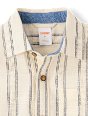 Boys Striped Textured Button Up Shirt - Driftwood Bay