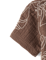 Baby Boys Embroidered  Tropical Leaf Gauze Romper - Amalfi Coast