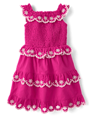 Girls Mommy And Me Embroidered Eyelet Tiered Dress - Amalfi Coast