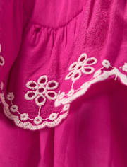 Girls Mommy And Me Embroidered Eyelet Tiered Dress - Amalfi Coast