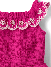 Girls Mommy And Me Embroidered Eyelet Tiered Dress - Amalfi Coast