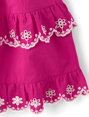 Girls Mommy And Me Embroidered Eyelet Tiered Dress - Amalfi Coast