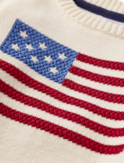 Kids Intarsia Embroidered Flag Sweater - Nantucket Charm
