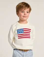 Kids Intarsia Embroidered Flag Sweater - Nantucket Charm