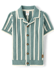 Boys Striped Crochet Sweater Polo - Amalfi Coast