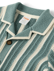 Boys Striped Crochet Sweater Polo - Amalfi Coast
