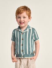 Boys Striped Crochet Sweater Polo - Amalfi Coast
