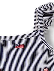 Girls Embroidered Flag Flutter One Piece Swimsuit - Swim Shop