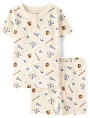 Boys Baseball Snug Fit Cotton Henley Pajamas - Gymmies