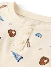 Boys Baseball Snug Fit Cotton Henley Pajamas - Gymmies