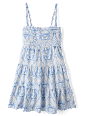 Womens Mommy And Me Paisley Linen-Blend Tiered Dress - Linen Edit