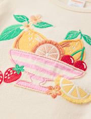 Girls Embroidered Fruit Bowl Flutter Top - Amalfi Coast