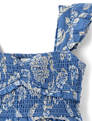 Girls Floral Smocked Ruffle Dress - Driftwood Bay