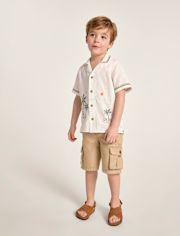 Boys Garment Dyed Ripstop Pull On Cargo Shorts - Little Essentials