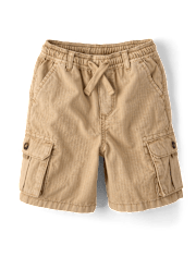 Boys Garment Dyed Ripstop Pull On Cargo Shorts - Little Essentials