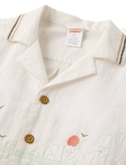 Boys Embroidered Beach Button Up Shirt - Amalfi Coast