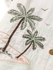 Boys Embroidered Beach Button Up Shirt - Amalfi Coast