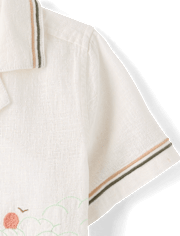 Boys Embroidered Beach Button Up Shirt - Amalfi Coast