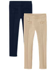 Girls Bow Ponte Jeggings 2-Pack - Uniform