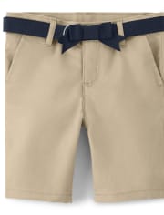 Girls Belted Chino Shorts with Stain and Wrinkle Resistance 2-Pack - Uniform