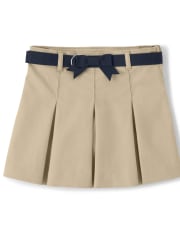 Girls Ponte Bow Skort And  Pleated Skort with Stain and Wrinkle Resistance 2-Pack - Uniform