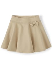 Girls Ponte Bow Skort And  Pleated Skort with Stain and Wrinkle Resistance 2-Pack - Uniform