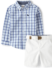 Boys Plaid 2-Piece Set - Blue Belle