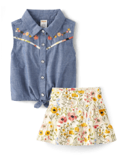 Girls Embroidered Floral 2-Piece Set - Country Trail